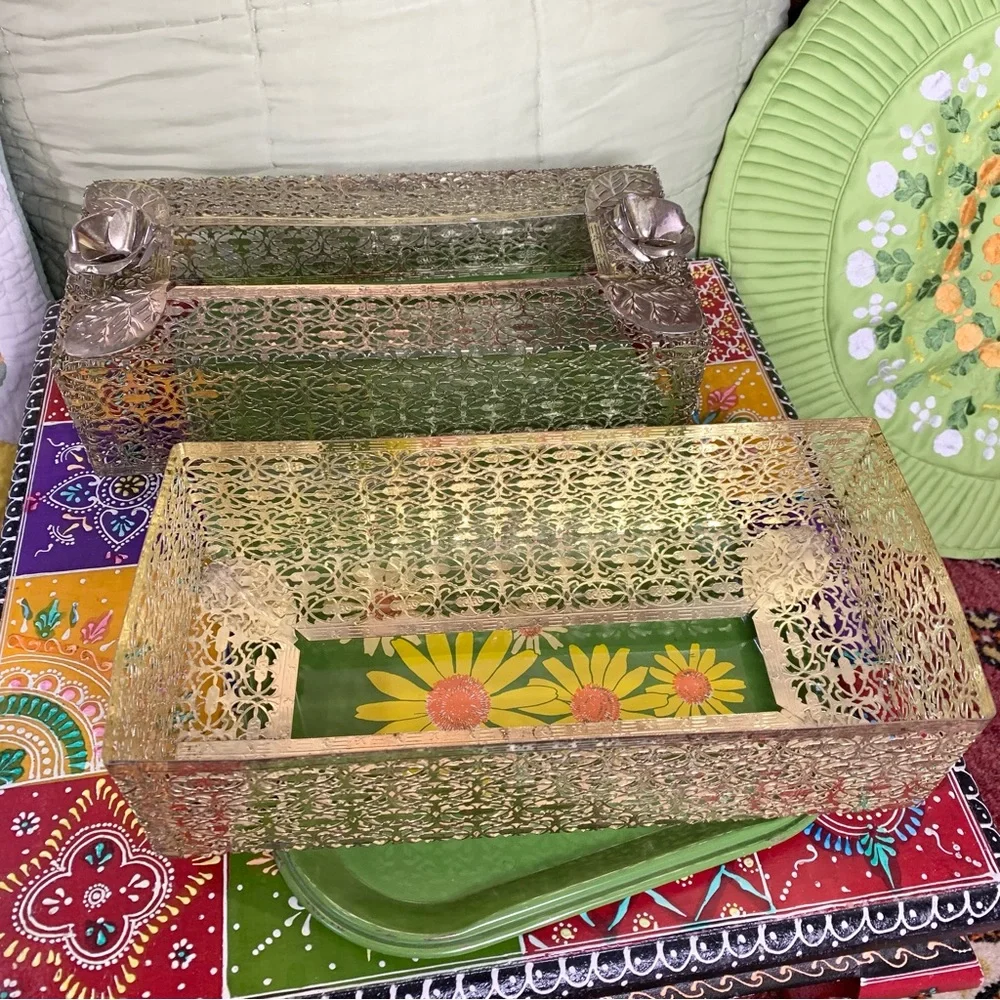 MCM Gold Tissue Box Holder